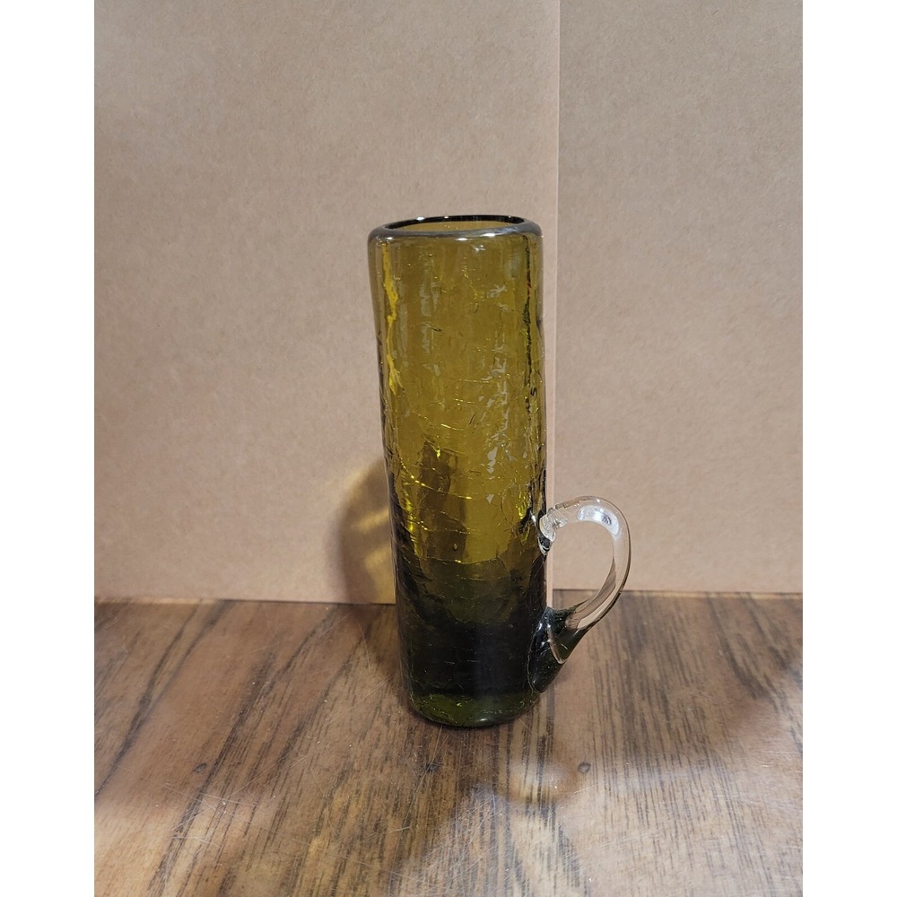 Handmade Blown pilgrim crackle  vase pitcher glass